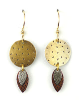 Large gold circle with silver & copper dangles